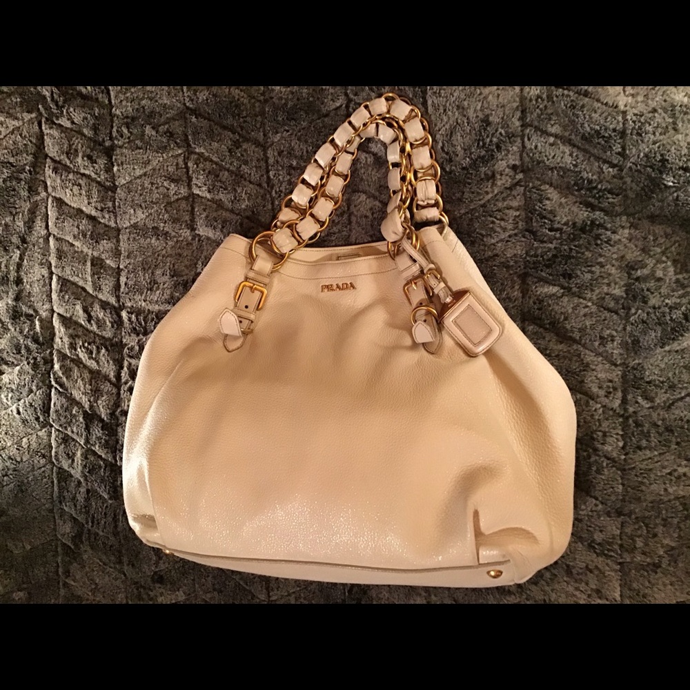 PRADA leather purse w/ brass chain straps - Picture 10 of 11